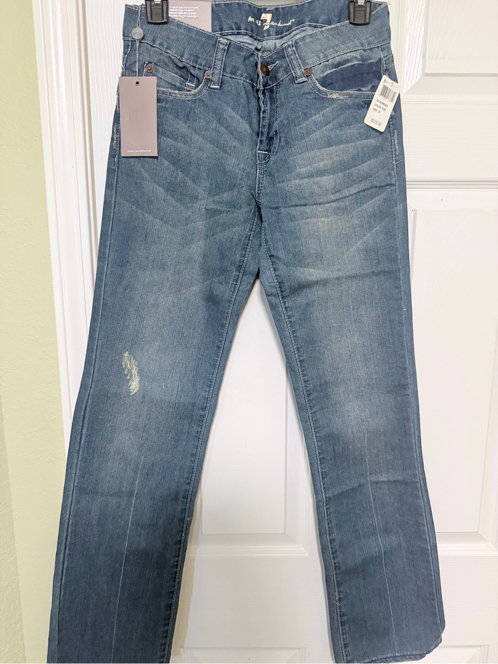 7 For All Mankind Women's Straight Leg Jeans in Light Blue Wash